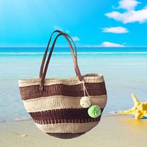 Striped Brown and Cream Tote Bag